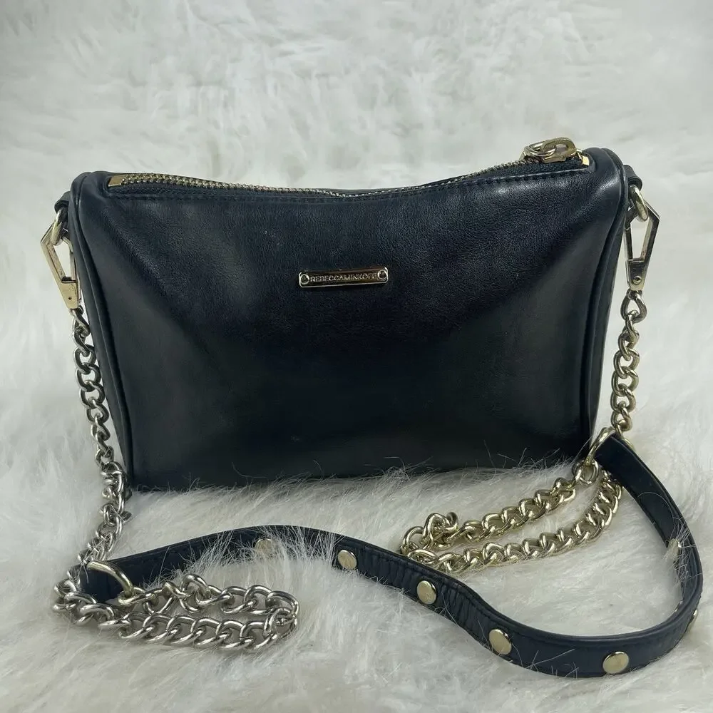 Rebecca Minkoff Zipper Leather Black Crossbody Bag